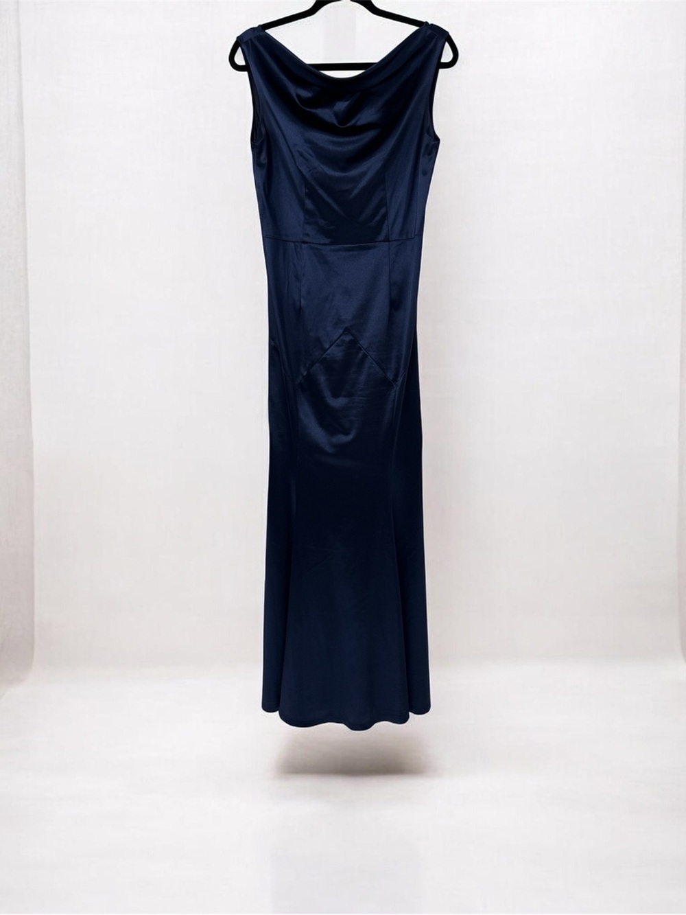 Cowl Neck Maxi Evening Dress in Navy